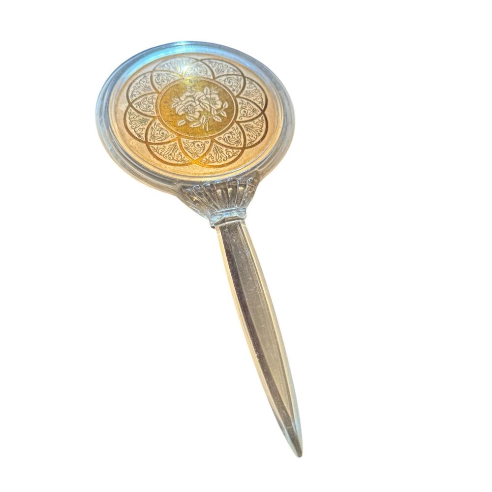 Mid Century Round Gold Detail Clear Handle Vanity Hair Brush